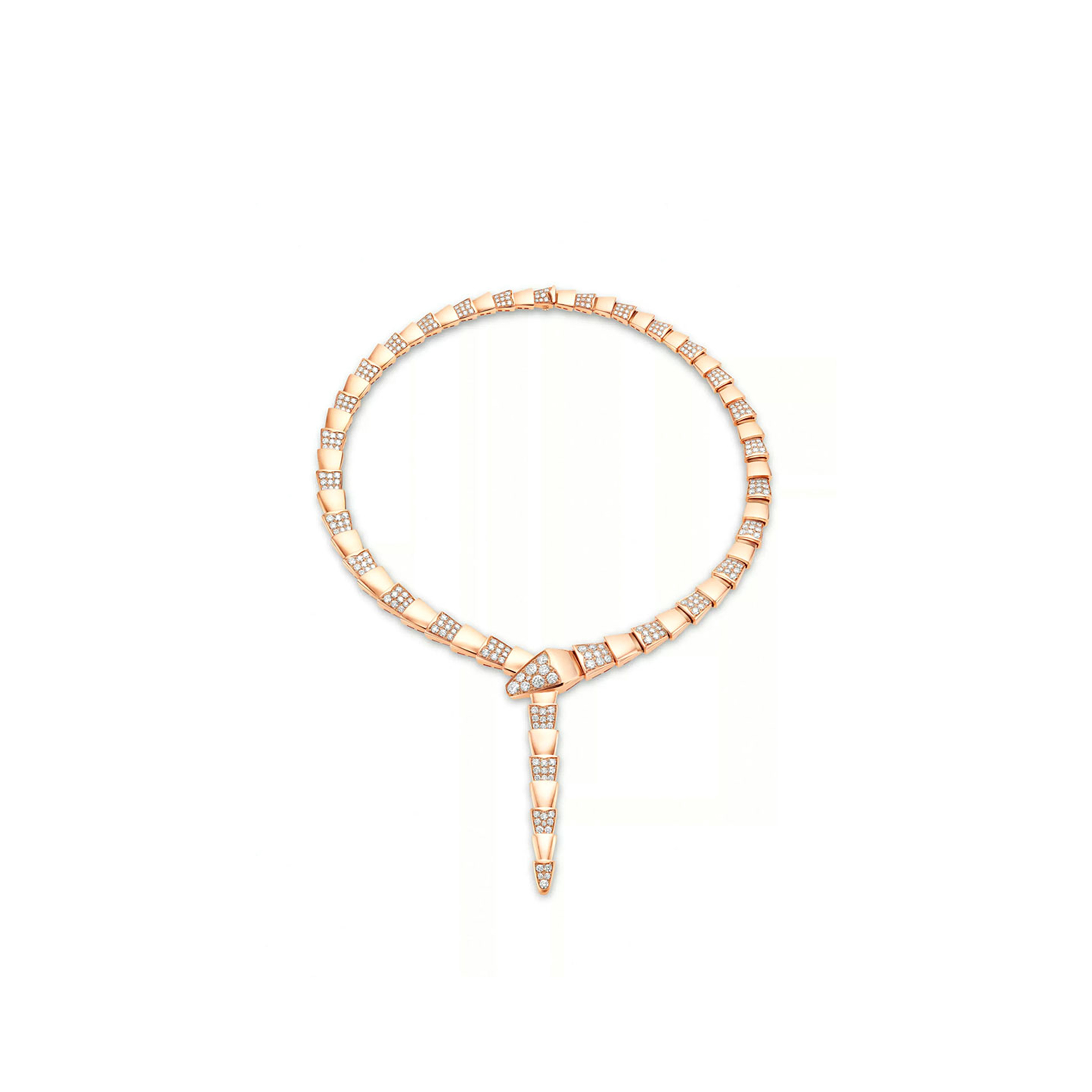 bv1g*ai serpenti 18kt pink gold necklace with pavÉ D1am0nds